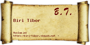 Biri Tibor névjegykártya